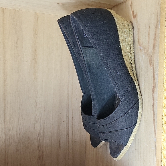 Coach and Four Womens Espadrilles Black Open Toe Wedge Sandals - Picture 5 of 9